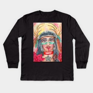 November Native Woman Kids Long Sleeve T-Shirt